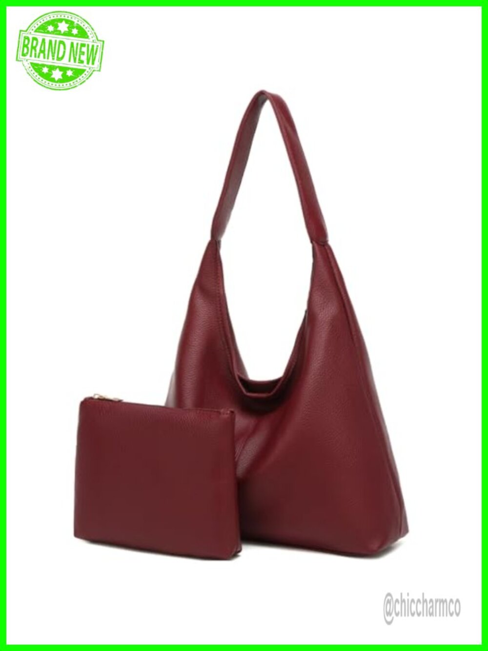 Slouchy PU Leather Hobo Shoulder Bag Soft Casual Tote for Women Work Travel
